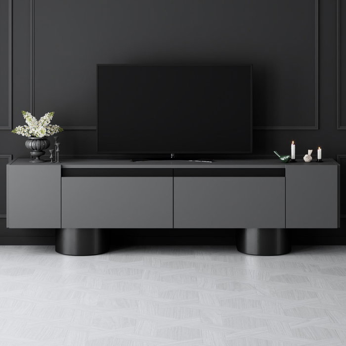 Hanah Home Bohem Soporte para TV Antracita y Negro Hanah Home Bohem Soporte para TV Antracita y Negro